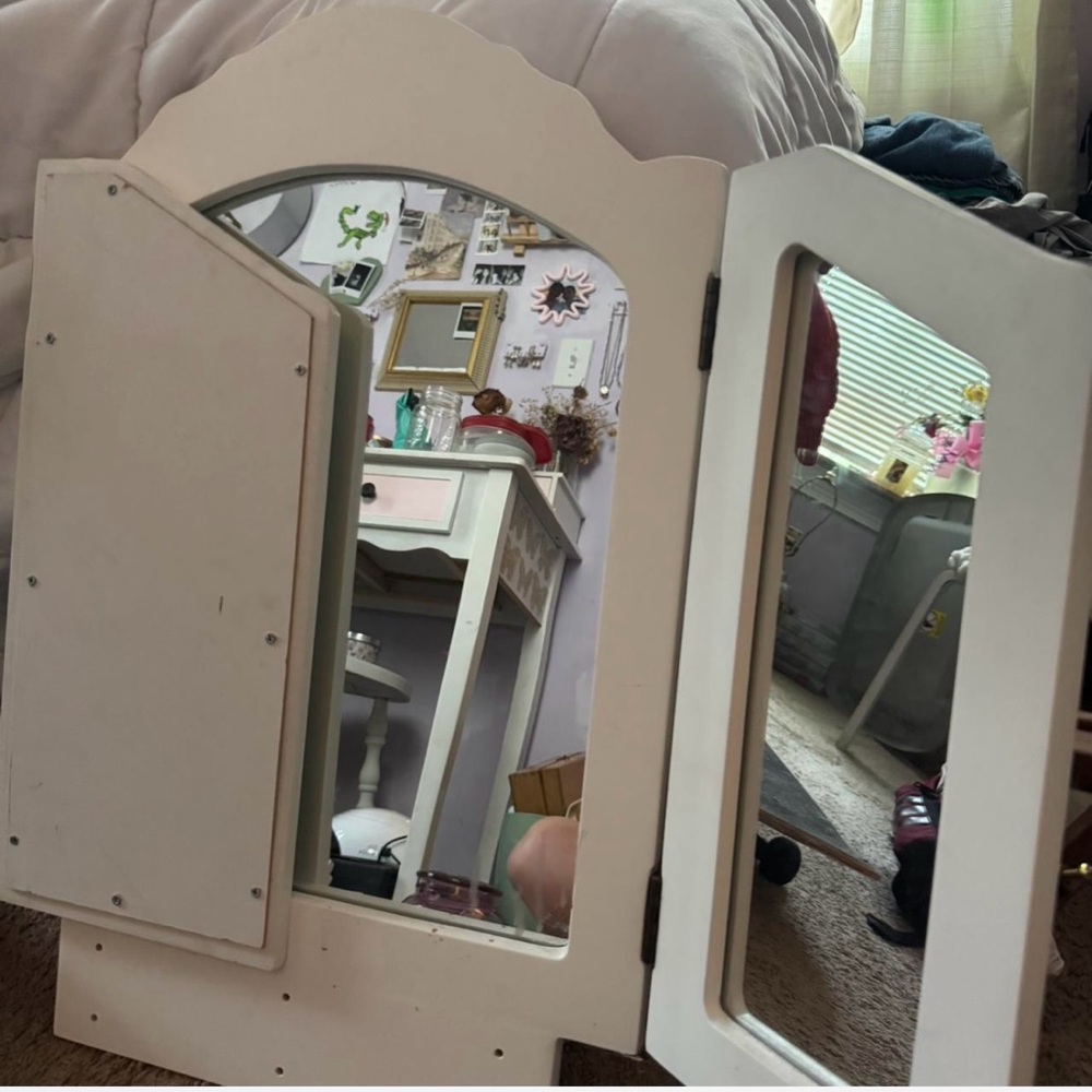 Source Unknown White Tri-Fold Wall Mirror